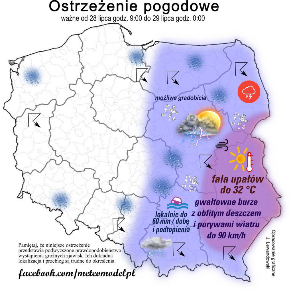 Dzisiejszy upał zakończą burze gradowe i ulewy. Lokalnie możliwe podtopienia 1 fot. meteomodel.pl