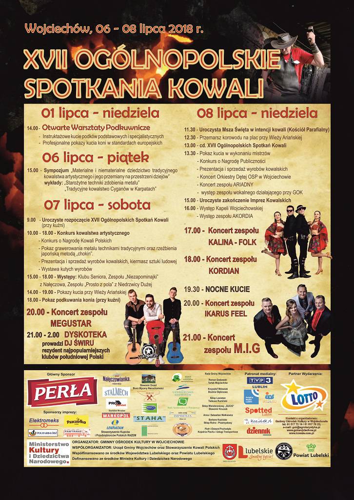 Święto kowali w Wojciechowie 2018. Wystąpią m.in. MIG, MeGustar czy Kordian 1 dni kowali 2018 wojciechów program