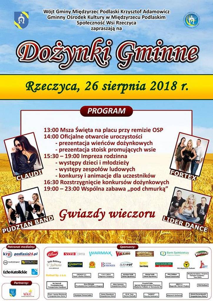 Dożynki w naszym regionie. Na scenach m.in. Akcent, Cleo, Dejw, Bayera czy Łzy 10 dożynki rzeczyca