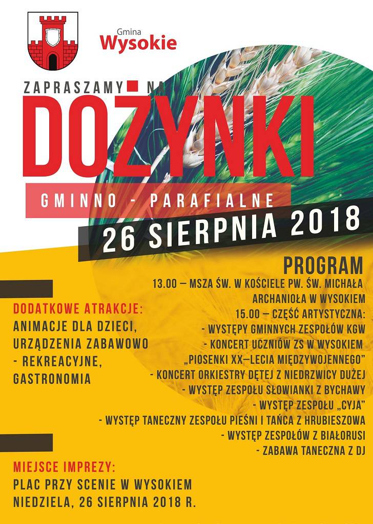 Dożynki w naszym regionie. Na scenach m.in. Akcent, Cleo, Dejw, Bayera czy Łzy 12 dożynki wysokie