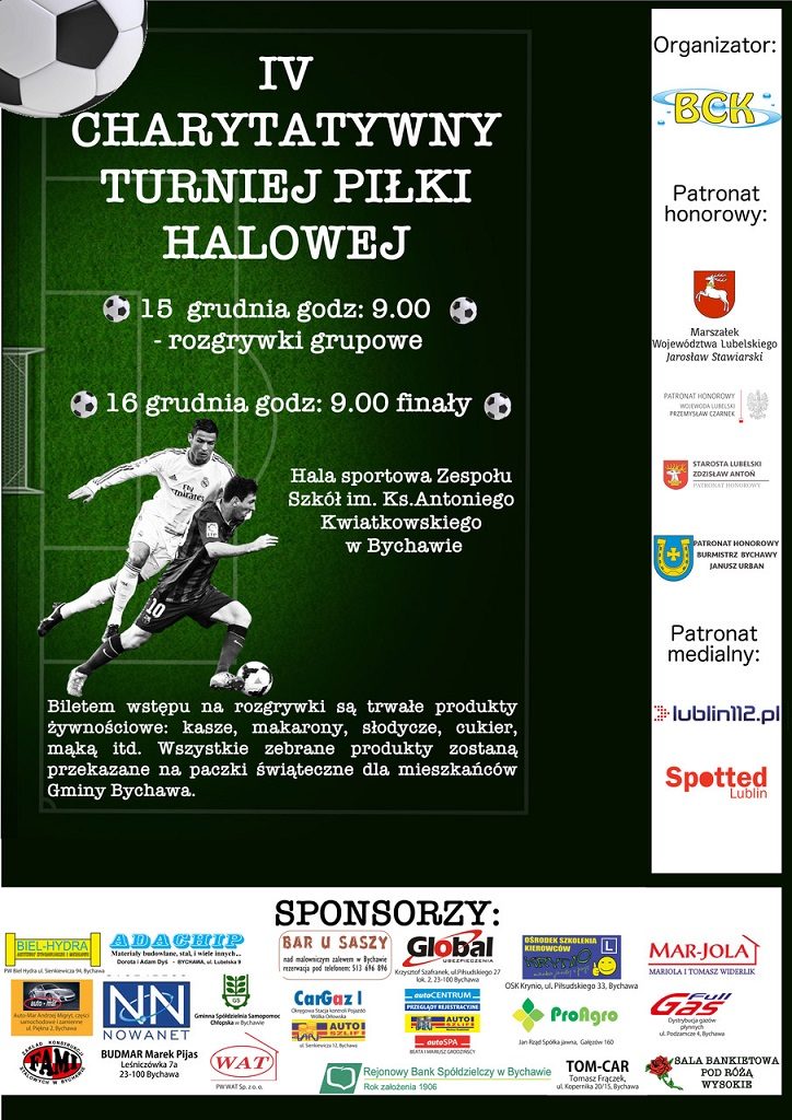 Zgłoś swoją drużynę do charytatywnego turnieju piłki halowej. Zagraj w szczytnym celu 1 PLAKAT TURNIEJ