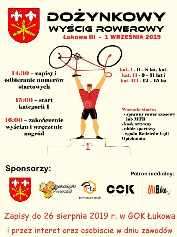 Dożynki Gminy Łukowa 2019 - program wydarzenia 1 wyscig2019