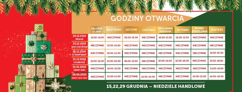 Godziny otwarcia galerii handlowych w Wigilię i Boże Narodzenie. PLAZA, VIVO, FELICITY, OLIMP 3 79977183 2655693294520346 2335705762203959296 n