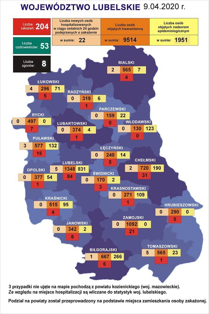 Już niemal 10 tysięcy osób na Lubelszczyźnie przebywa na kwarantannie 1 koronawirus województwo lubelskie mapa