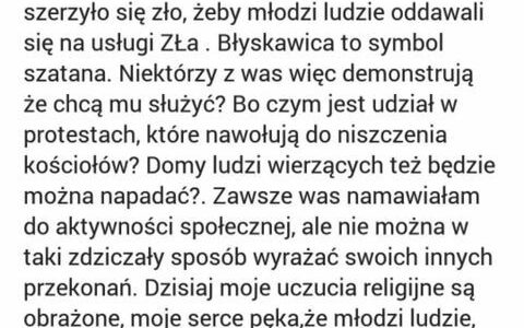 Nauczycielka grozi uczniom wyrzuceniem z zajęć zdalnych. "Błyskawica to symbol szatana" 3 123011946 2136345299833074 1346082321052572692 n