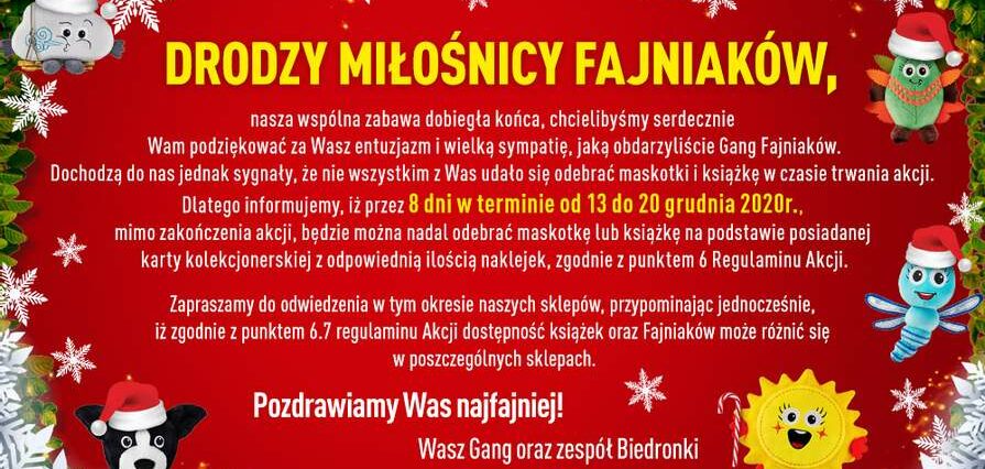 Fajniaki za darmo w Biedronce. Darmowy Fajniak za zakupy lub naklejki 1 Fajniaki za darmo w Biedronce