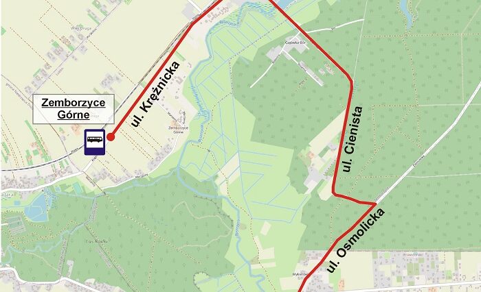 Autobusy jednak dojadą do Prawiednik. ZTM znalazł tymczasową pętlę nawrotową 1 Lokalizacja tymczasowego przystanku w Prawiednikach