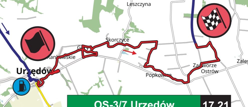 Rajd Nadwiślański 2021 startuje w sobotę. Trasy, utrudnienia, zamknięcia dróg 2 OS Urzędów - trasa przejazdu Rajdu Nadwiślańskiego