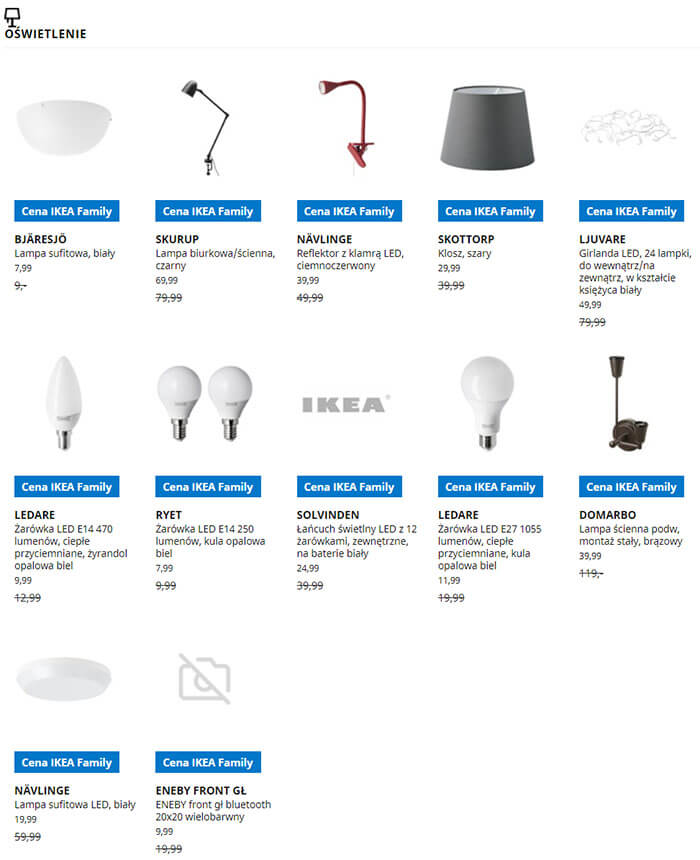 Wyprzedaż IKEA Lublin, dział OŚWIETLENIE