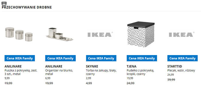 Wyprzedaż IKEA Lublin, dział PRZECHOWYWANIE DROBNE