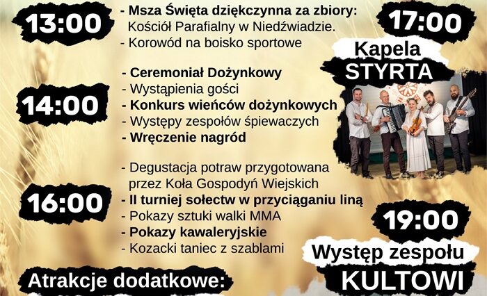 Dożynki Gminy Niedźwiada 2021. Występ kapeli Styrta i zespołu Kultowi 1 Dożynki Gminy Niedźwiada 2021