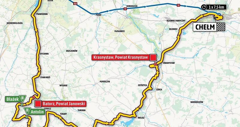 Tour de Pologne Lublin - Chełm - pierwszy etap, trasa, mapa