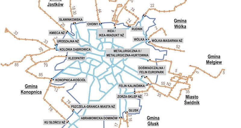 Nowe strefy biletowe ZTM od 1 października. Pierwsza strefa tylko w gminie Lublin 2 Napa nowych przystanków granicznych strefy miejskiej i podmiejskiej