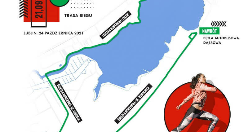 Biegacze wracają nad Zalew Zemborzycki. W niedzielę Półmaraton Lubelski - utrudnienia 1 5. Półmaraton Lubelski - trasa