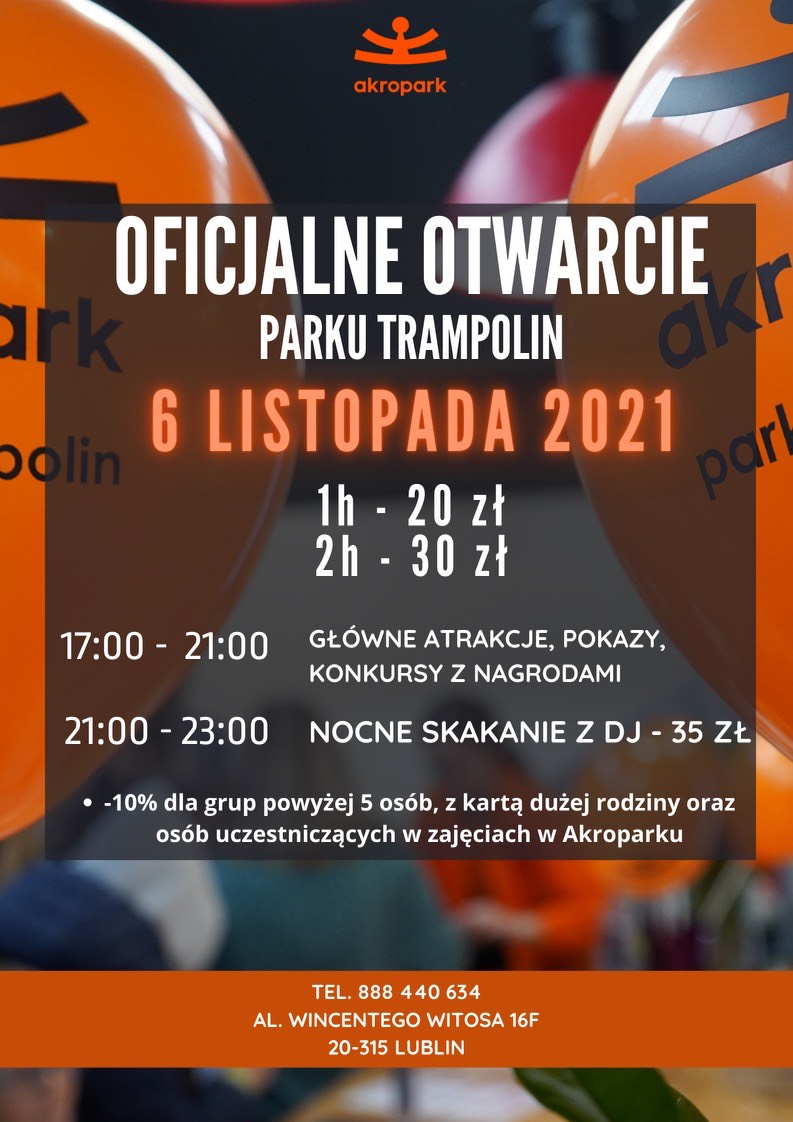 Wreszcie znamy datę: 6 listopada oficjalne otwarcie Akroparku i... wielka impreza! 1 akropark otwarcie cennik