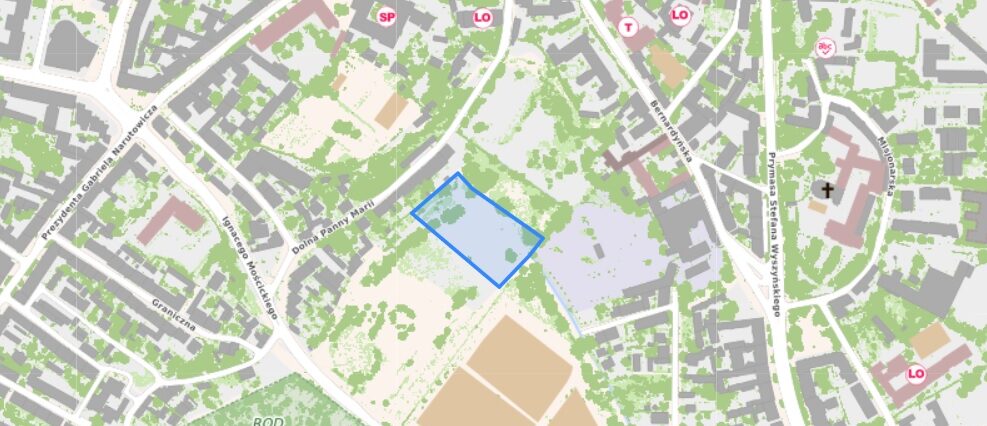 Na działce w centrum Lublina mogą powstać korty tenisowe z siłownią i salami fitness 1 Działka przy ul. Dolnej Panny Marii, na której planuje się budowę kortów tenisowych