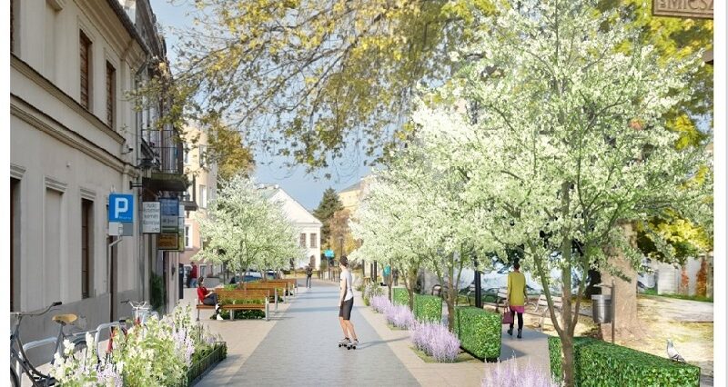 Więcej zieleni w centrum Lublina. Miasto pokazało wstępne koncepcje woonerfów 3 Wizualizacja woonerfu na ul. Zielonej