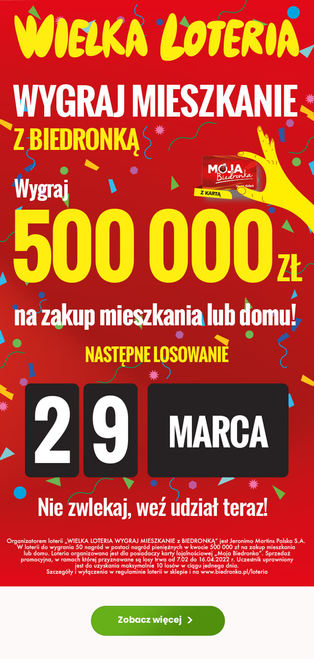 Wielka Loteria Biedronka - losowanie 29 marca [29.03]