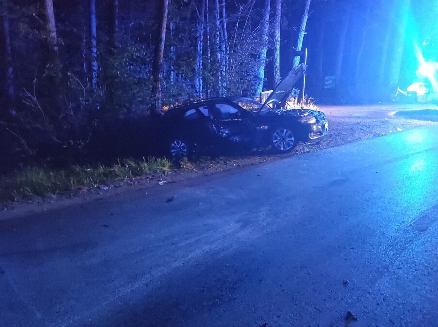 Pijany kierowca BMW uderzył na łuku drogi w BMW, którym podróżowała 31-latka w ciąży 4 Zderzenie dwóch BMW w miejscowości Borzechów Kolonia
