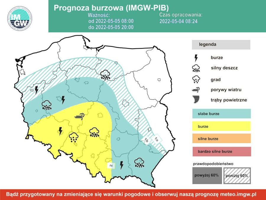 Koniec tygodnia pod znakiem deszczu. Możliwe także gwałtowne burze 1 Pogoda na 5 maja