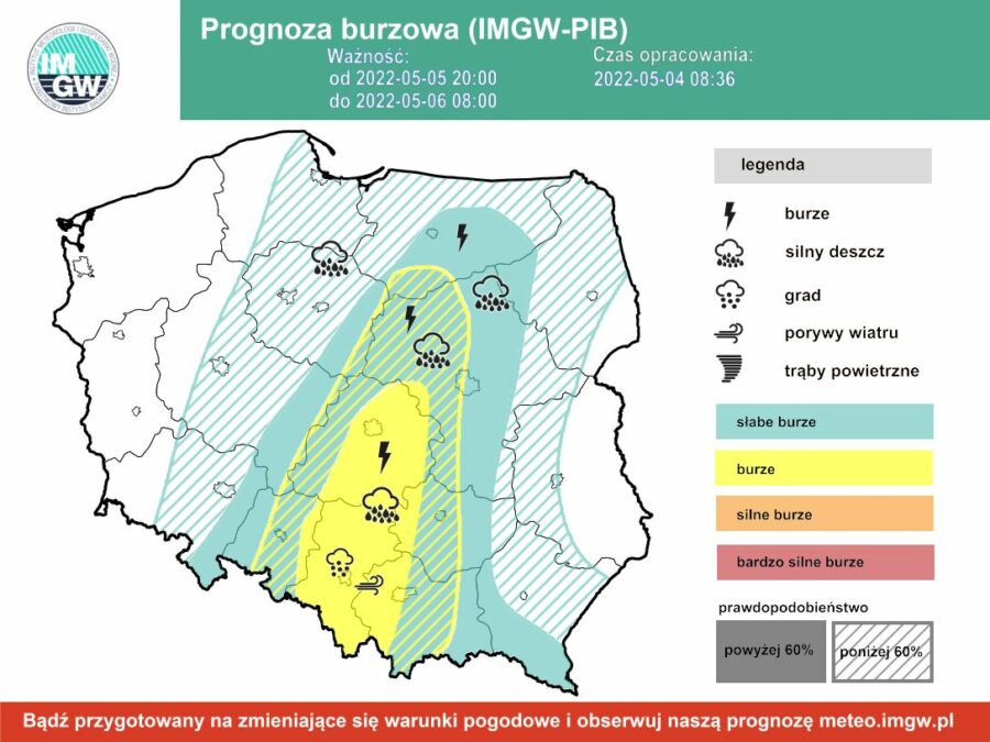 Koniec tygodnia pod znakiem deszczu. Możliwe także gwałtowne burze 2 Pogoda na noc 5/6 maja