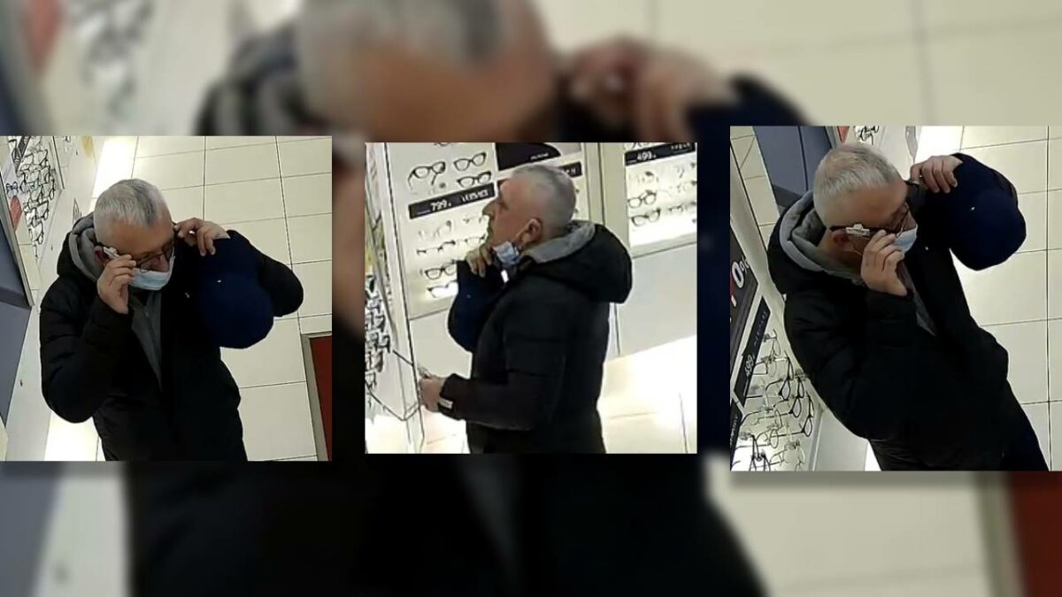 Ukradł okulary w salonie optycznym. Policja szuka tego mężczyzny 1 Wizerunek mężczyzny, który ukradł okulary w salonie optycznym