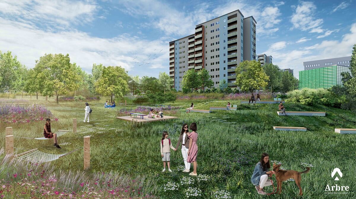 W wąwozie na Czechowie będzie park. Cztery strefy, w których każdy znajdzie coś dla siebie 1 Wizualizacja parku w wąwozie na Czechowie