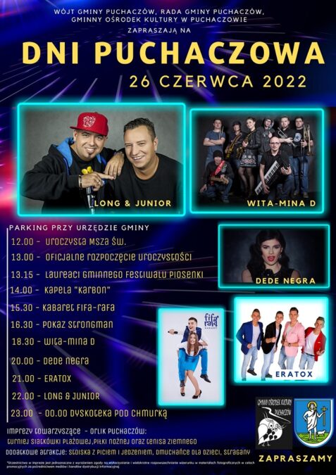 Dni Puchaczowa 2022. Wystąpią: Long & Junior, Eratox, Dede Negra 1 Dni Puchaczowa 2022