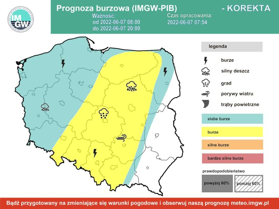 Pogoda na dziś – wtorek 7.06. Ciepło, nawet 28 st. C. W regionie możliwe burze i grad 1 Prognoza burzowa wtorek 7.06
