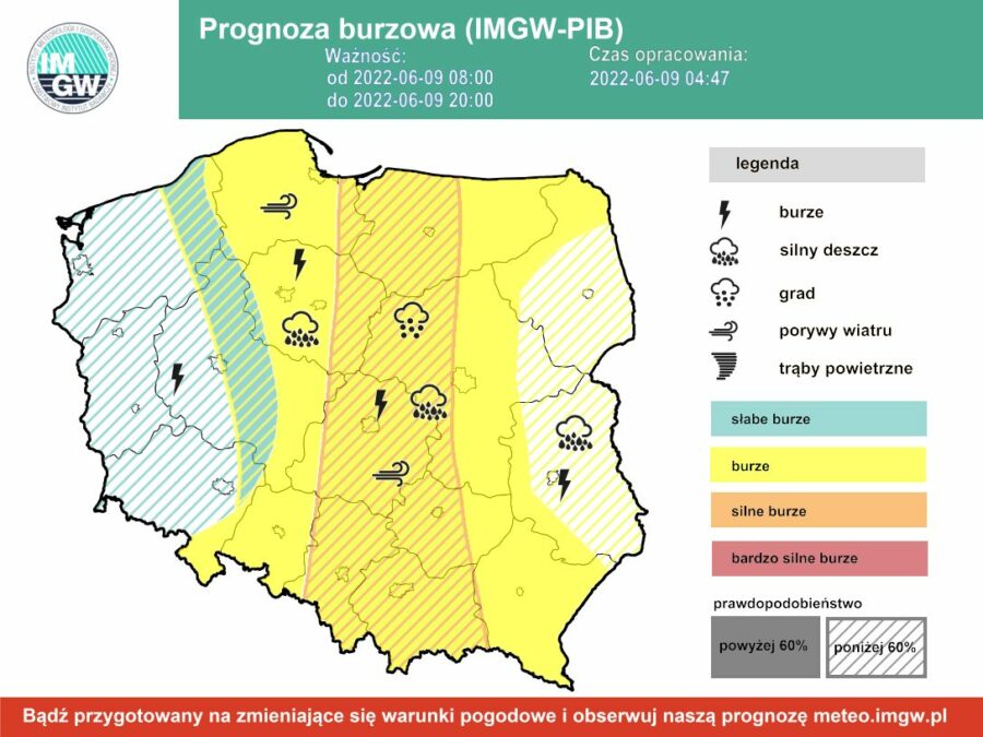 Pogoda na dziś – czwartek 9.06. Nawet 29 st. C. Na zachodzie województwa możliwe burze 1 Prognoza burzowa czwartek 9.06
