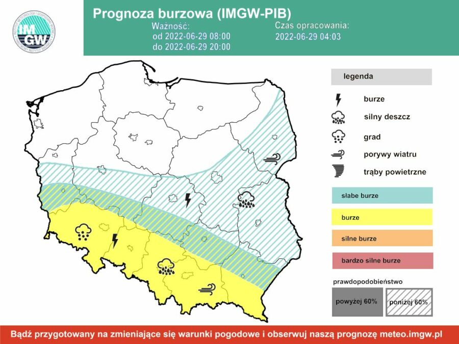 Prognoza burzowa IMGW w środę 29 czerwca [29.06 22]