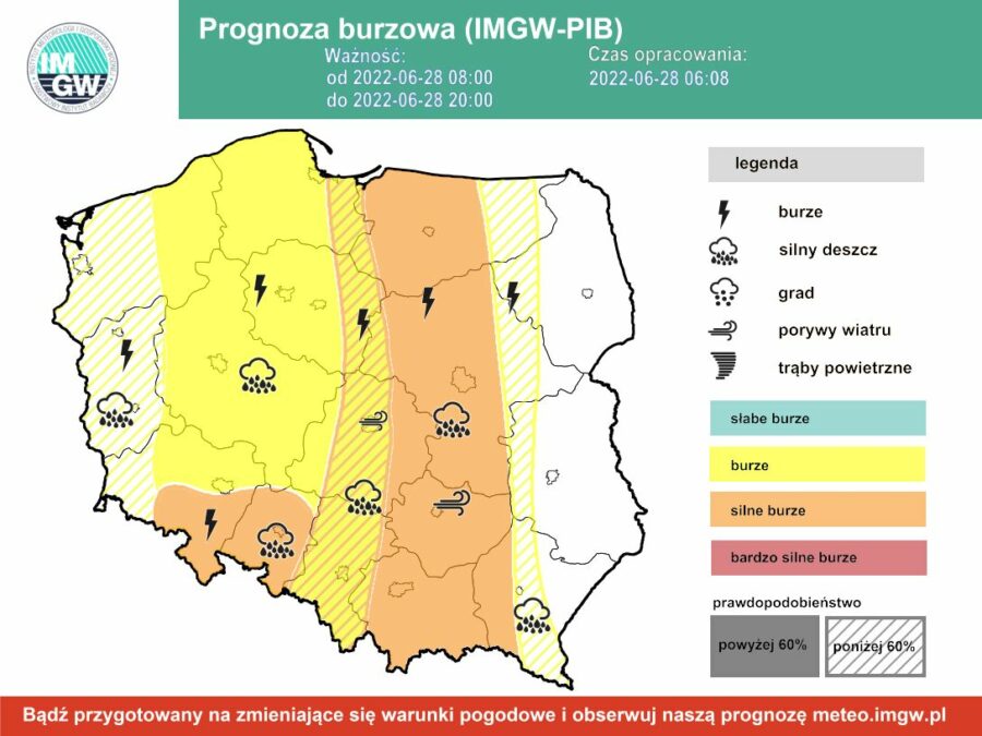 Prognoza burzowa IMGW we wtorek 28 czerwca [28.06 22]