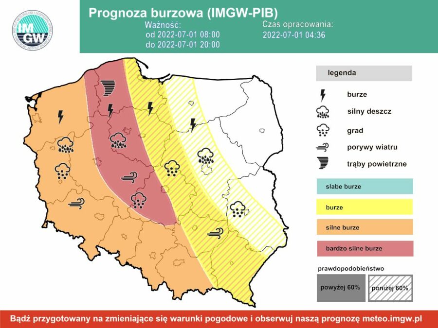Prognoza burzowa IMGW w piątek 1 lipca [1.07 22]