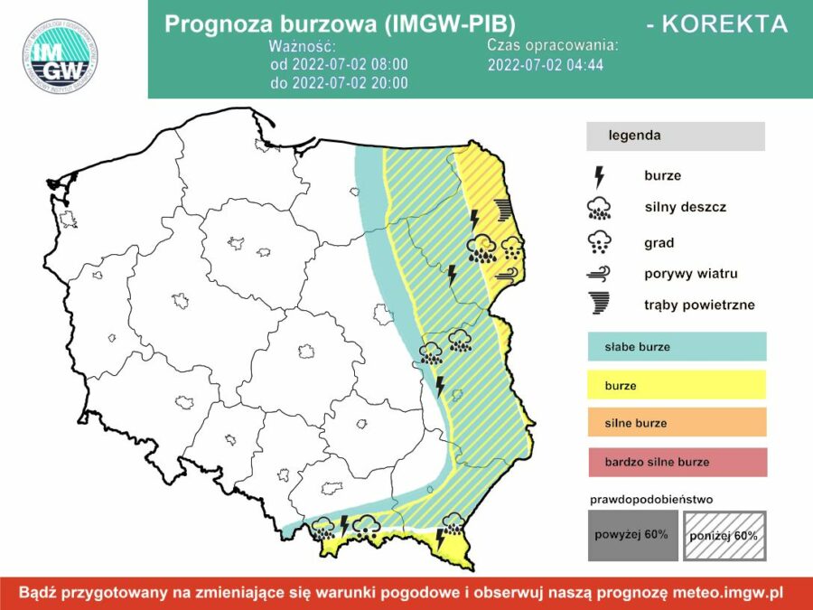 Prognoza burzowa IMGW w sobotę 2 lipca [2.07 22]