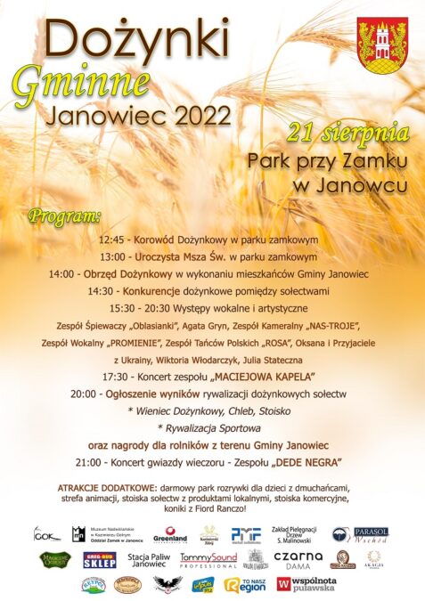Dożynki Gminy Janowiec 2022. Gwiazda wieczoru zespół Dede Negra 1 Dożynki Gminy Janowiec 2022 – program