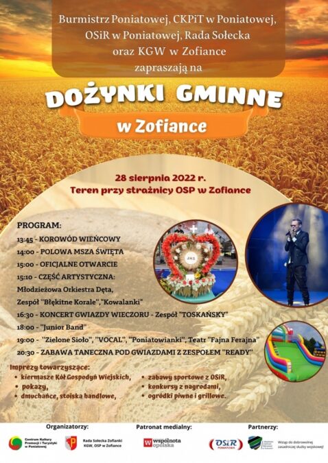 Dożynki Gminy Poniatowa 2022. Gwiazda wieczoru zespół Toskańsky 1 Dożynki Gminy Poniatowa w Zofiance 2022 - program