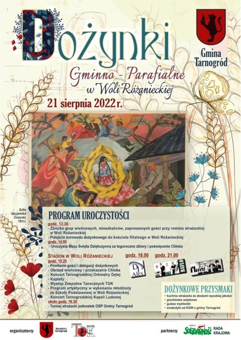 Dożynki Gminy Tarnogród w Woli Różanieckiej 2022 - program