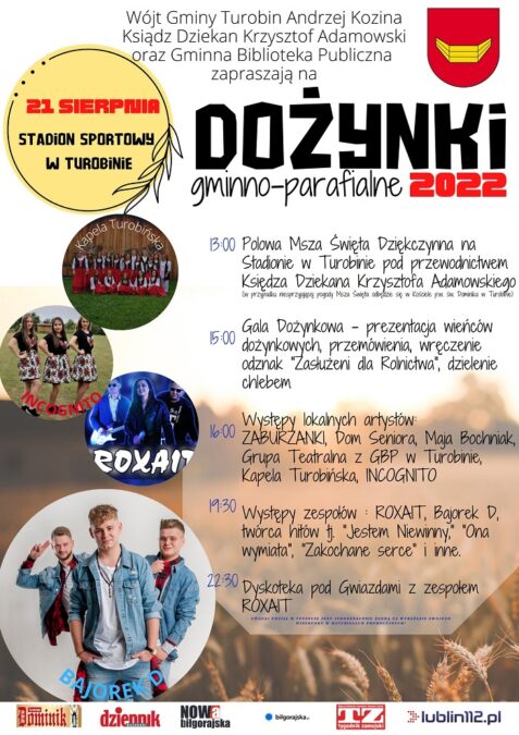 Dożynki Gminy Turobin 2022. Wystąpią: Roxait i Bajorek D 1 Dożynki Gminy Turobin 2022 - program