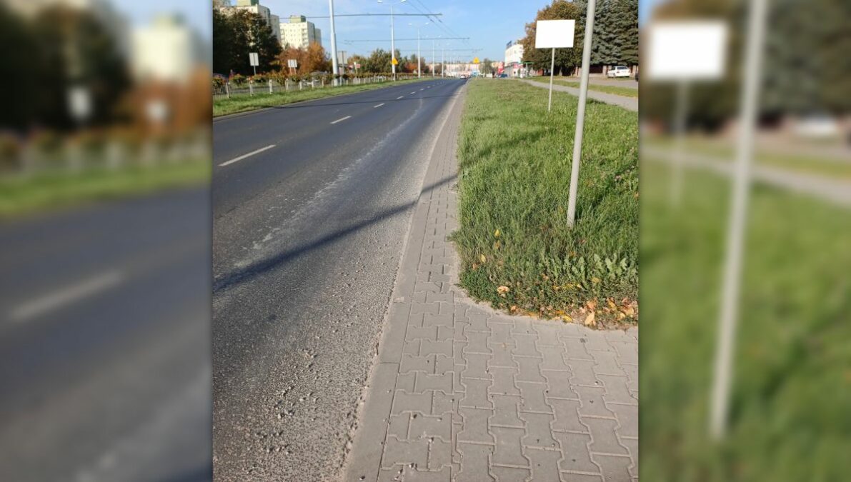Uwaga kierowcy! Kamienie strzelają spod kół. Żwir i piach zalegają na znacznej długości ulicy 1 Żwir i piasek zalegające na jezdni ul. Jana Pawła II