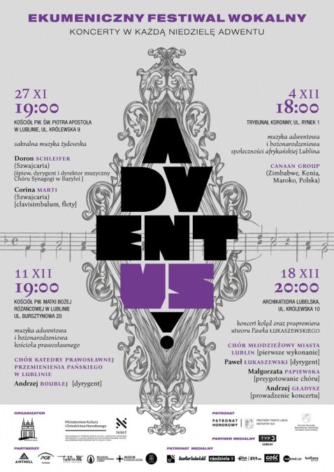 Ekumeniczny Festiwal Wokalny ADVENTUS. Koncerty w każdą niedzielę Adwentu 1 Ekumeniczny Festiwal Wokalny ADVENTUS