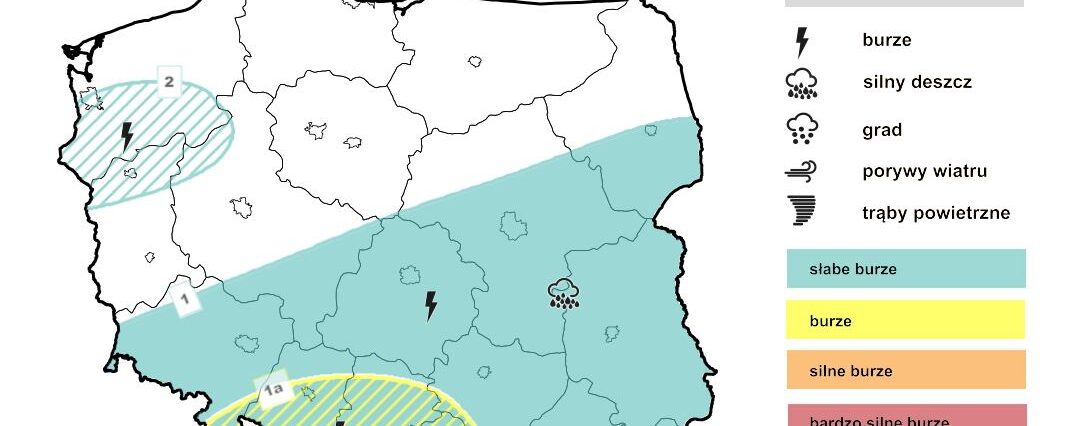 Prognoza pogody na piątek i sobotę. Pochmurno z opadami deszczu oraz burzami 2 Prognoza burzowa IMGW na noc z piątku na sobotę, 9-10 czerwca