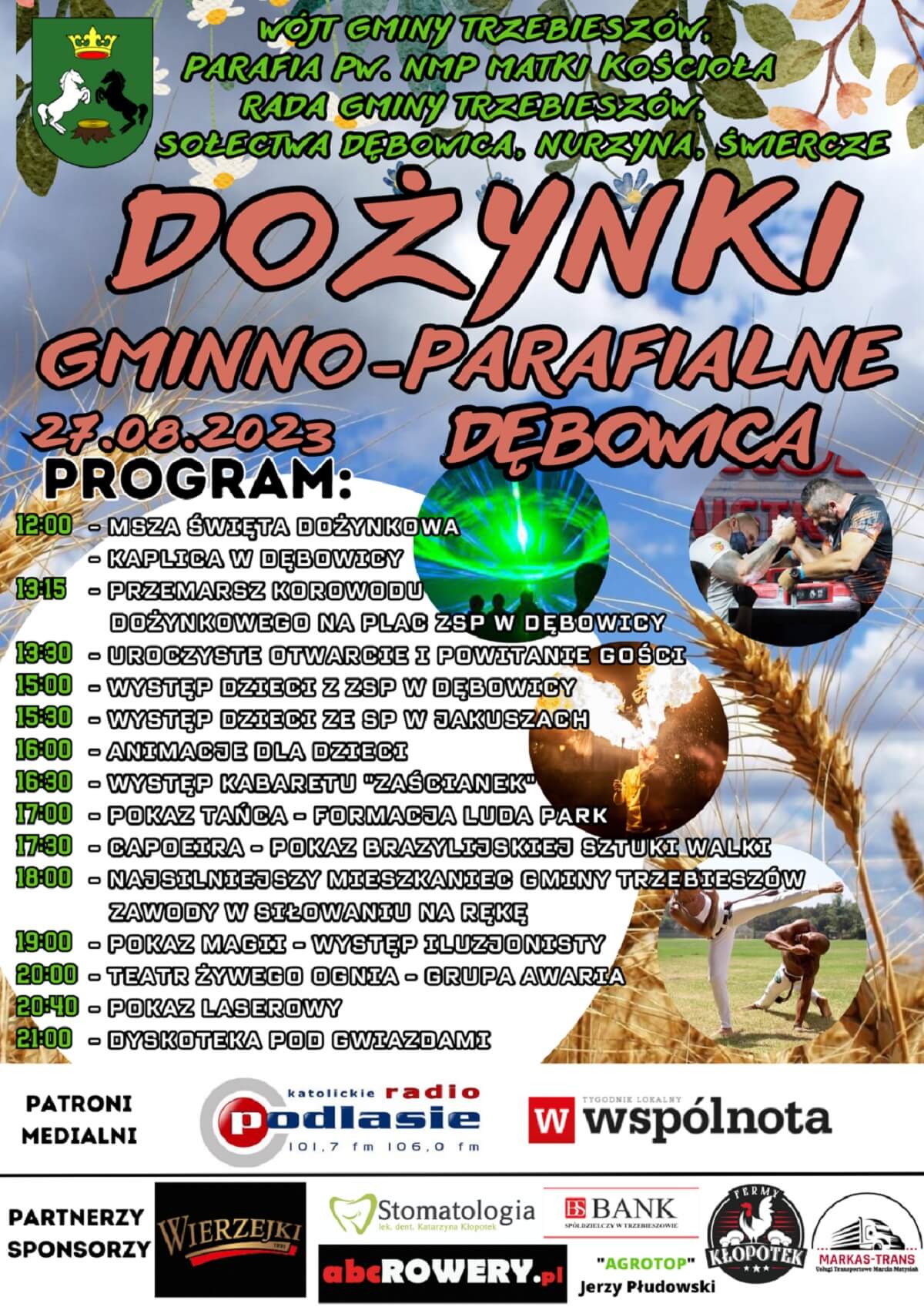 Dożynki w Dębowicy 2023. Występy artystyczne, kabaret i inne atrakcje 1 Dożynki w Dębowicy 2023 - plakat, program wydarzenia