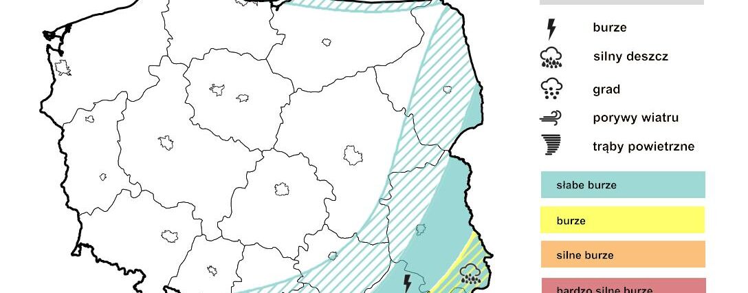 IMGW: W niedzielę przelotne opady deszczu, lokalnie możliwe też burze 1 Prognoza burzowa IMGW na niedzielę 3 września