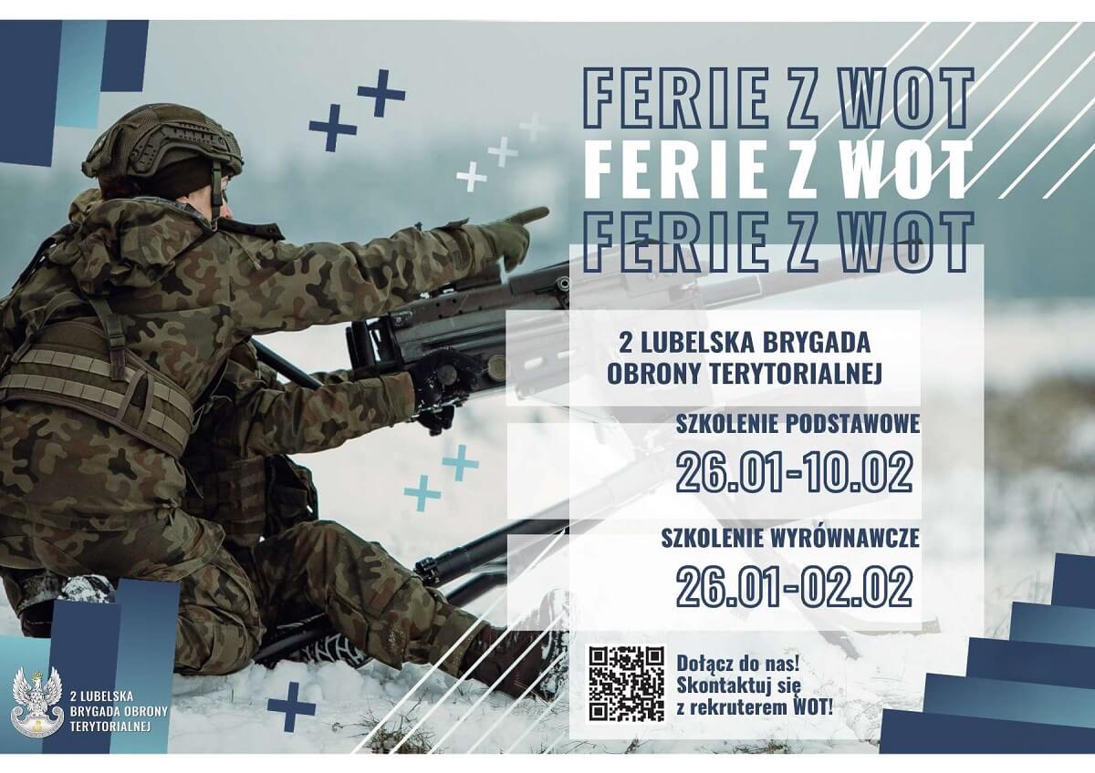 2 Lubelska Brygada Obrony Terytorialnej zaprasza na „Ferie z WOT” 1 Ferie z WOT 2024 grafika