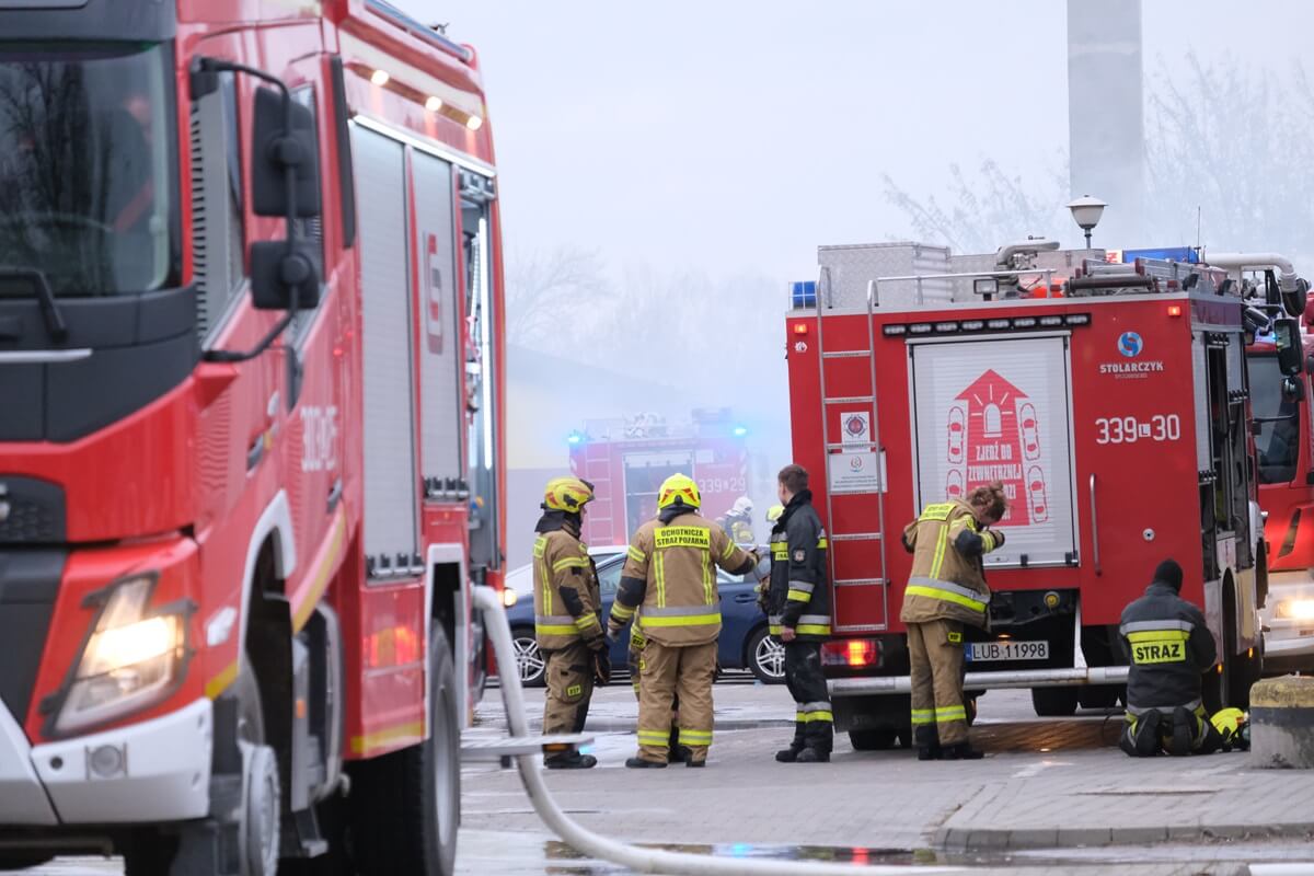 Pożar budynku Domix przy ul. Łęczyńskiej w Lublinie