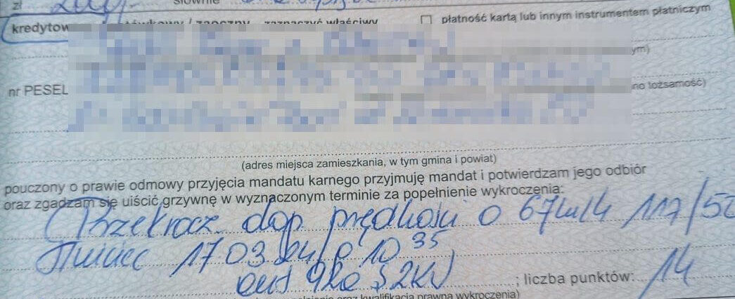 Noga z gazu. Grupa SPEED zatrzymała kolejnych piratów drogowych 1 mandat karny