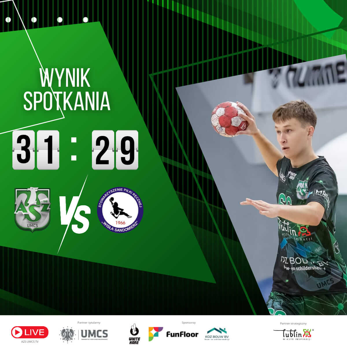 Czwarte zwycięstwo szczypiornistów AZS-u UMCS Lublin 2 grafika, wynik meczu