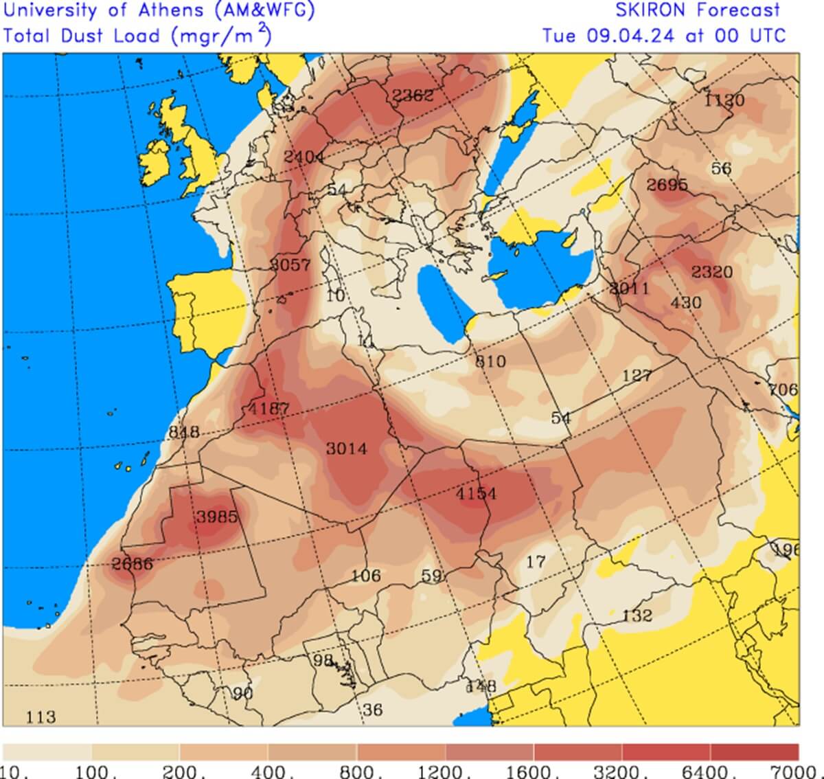 Pogoda. Pył znad Sahary ponownie przykryje niebo nad regionem 2 forecast.uoa.gr