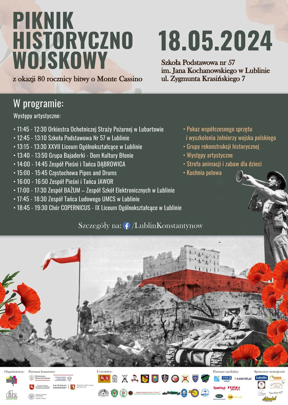 Piknik historyczno–wojskowy z okazji 80 rocznicy bitwy o Monte Cassino 1 plakat