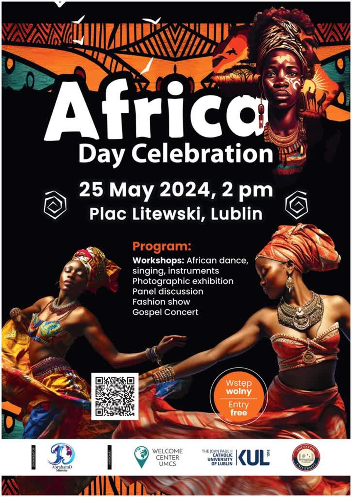 Africa Day Celebration w Lublinie. Warsztaty tańca afrykańskiego, pokaz mody, czy koncert muzyki gospel 1 Africa Day Celebration w Lublinie 2024 - plakat